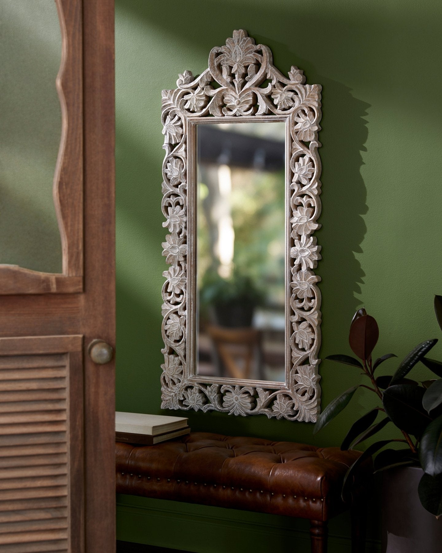 Wood Carved Mirrors - Marble Lotus