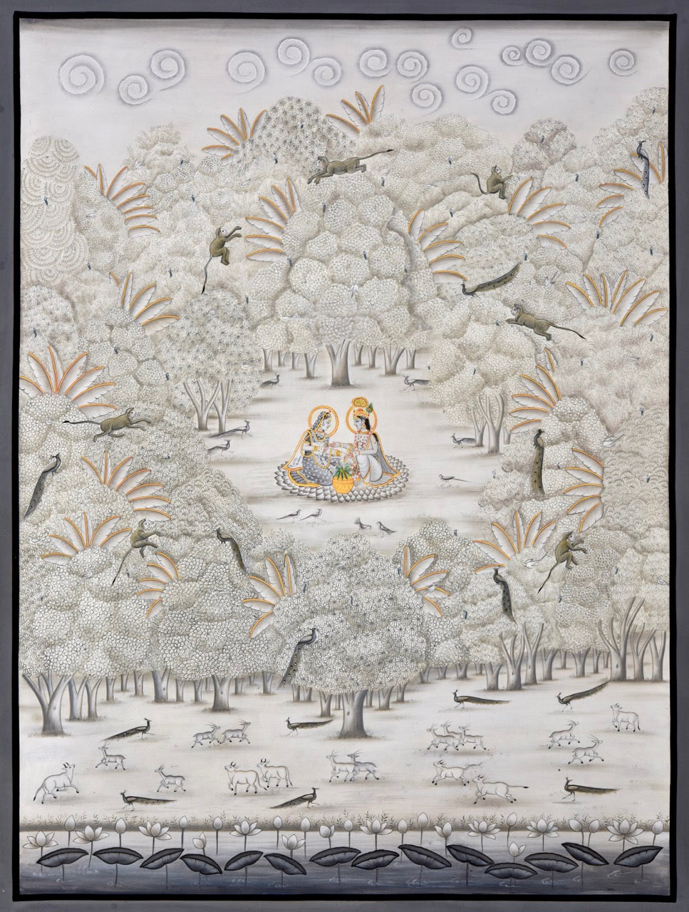 Pichwai Painting | Radha Krishna in Neutral | Indian Art