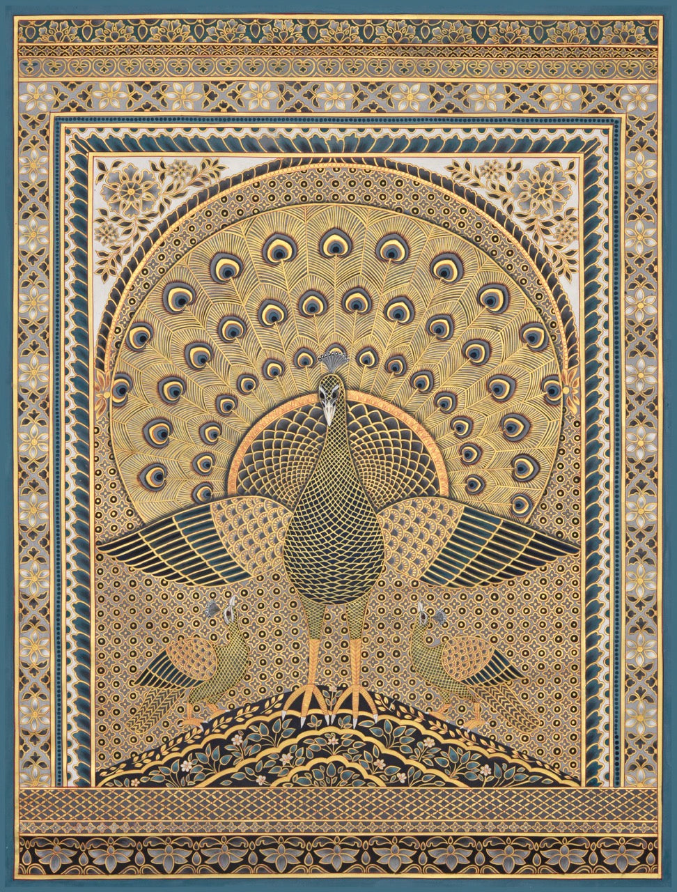 Pichwai Painting | Peacock Pichwai in Art Deco Style | Indian Art