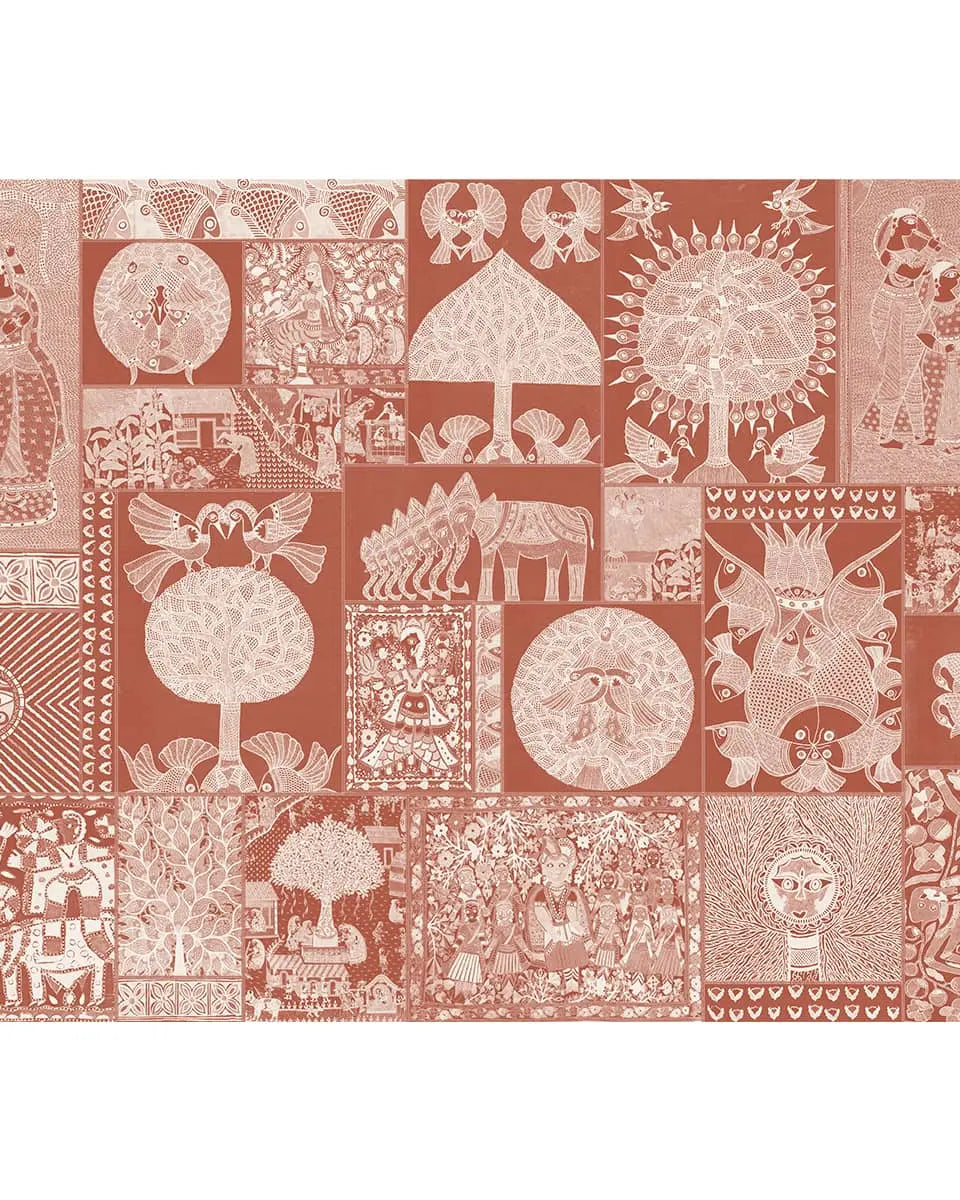 Geet Madhubani's Artistic Brilliance, Terracotta Red