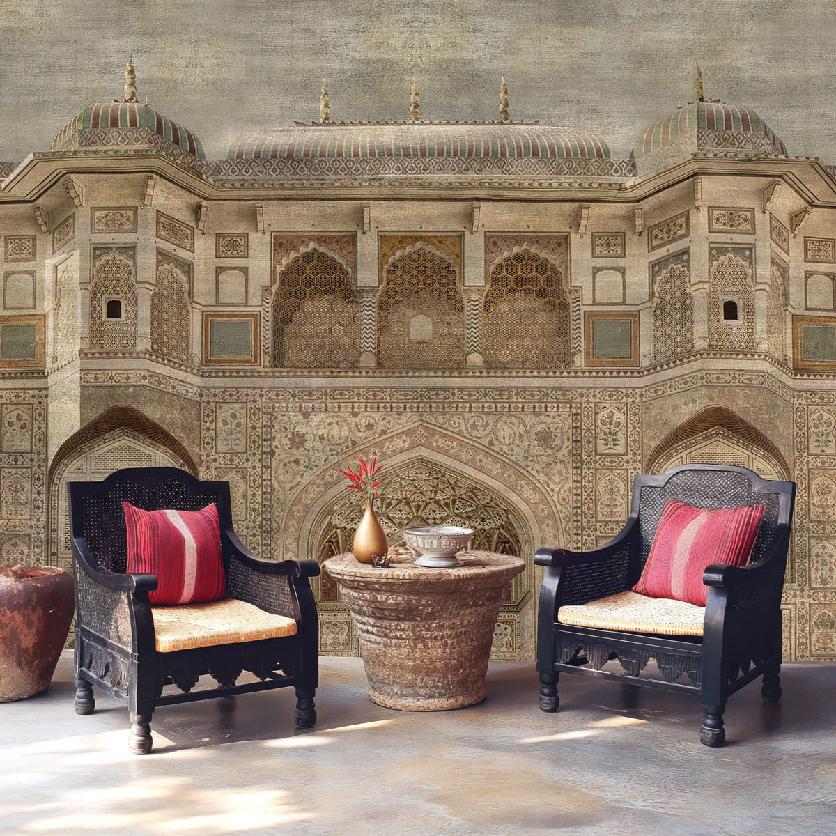 Amber Fort Textured Design Room Wallpaper, Customised