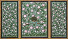 3 - piece Peacock Jaal - Marble Lotus - Pichwai Painting | 3 - Piece Peacock Jaal | Indian Art