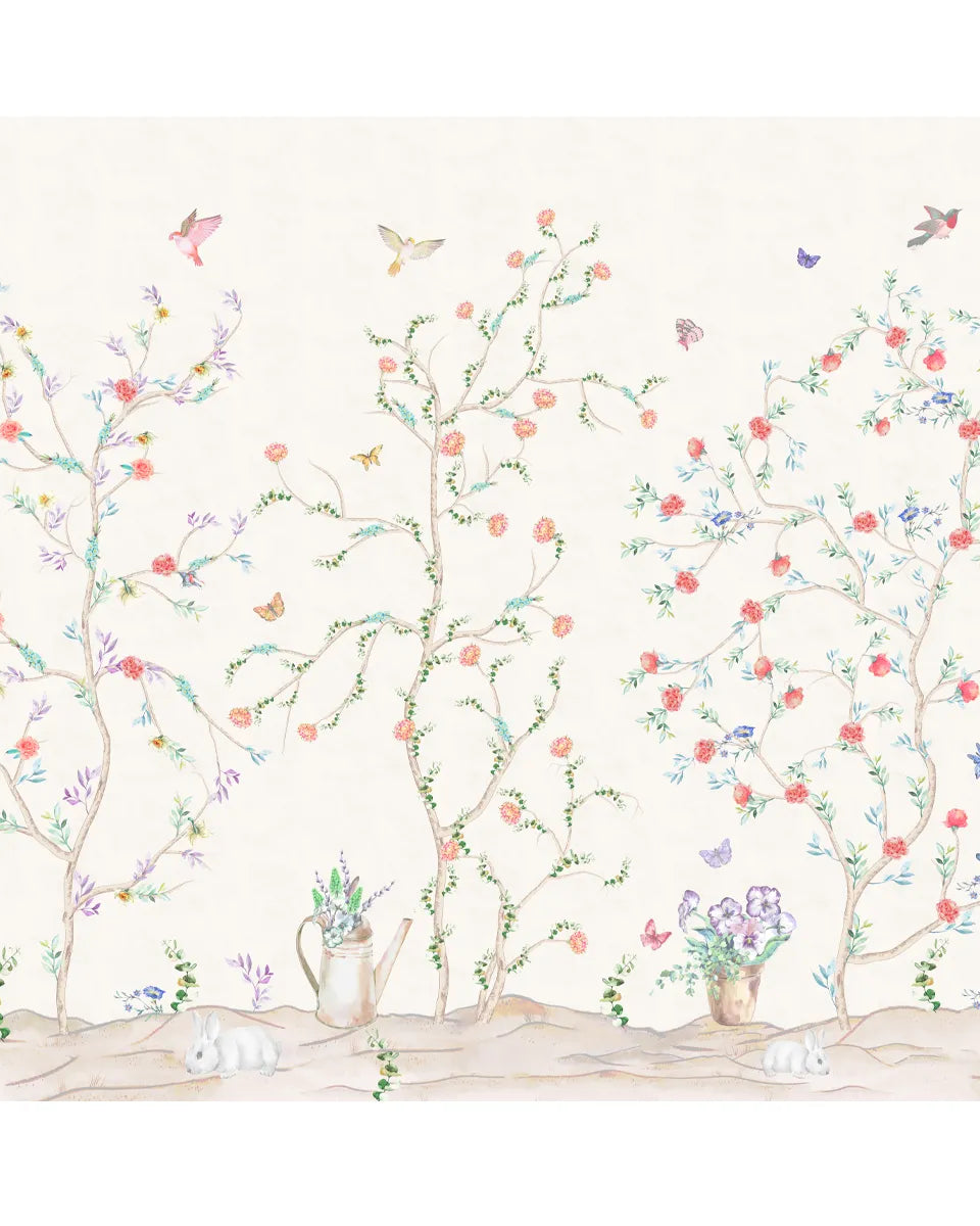 Chinoiserie Tranquility, Wallpaper in Light Background, Customised