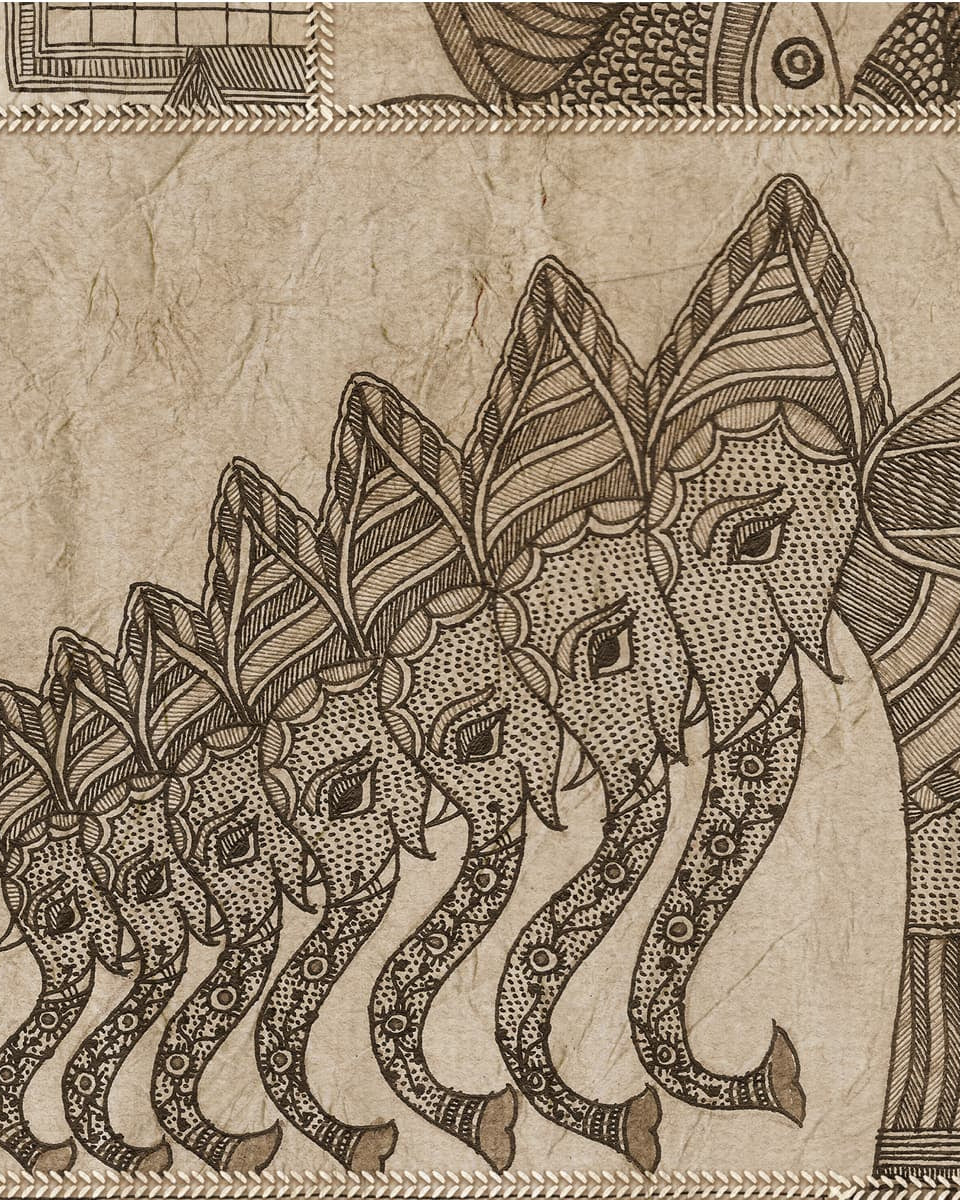 Geet: Madhubani's Artistic Brilliance, Antique textured