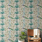 Peacock and Flowers Repeat Design, Wallpaper for Homes