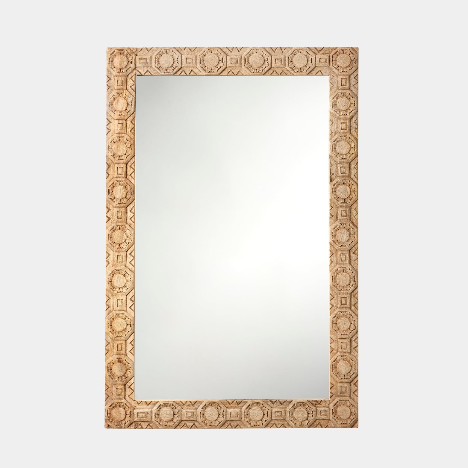 Relief Wood Carved Rectangle Mirror