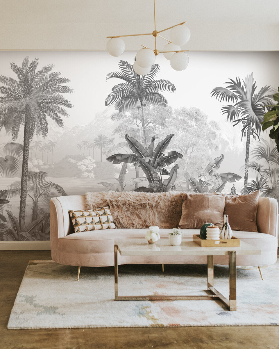 Monochrome Palm haven Wallpaper for Walls