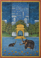 Pichwai Painting | Elephants Playing in Lake | Indian Art