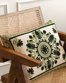Suzani Pillow | Green Pillow Cover Fauna 16x20" | Made in Jaipur