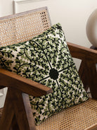 Suzani Pillow | Green Pillow Cover Foliage 18x18" | Made in Jaipur