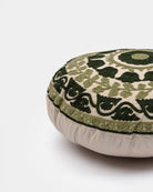 Suzani Pillow | Green Pillow Cover Flora 16" Round | Made in Jaipur