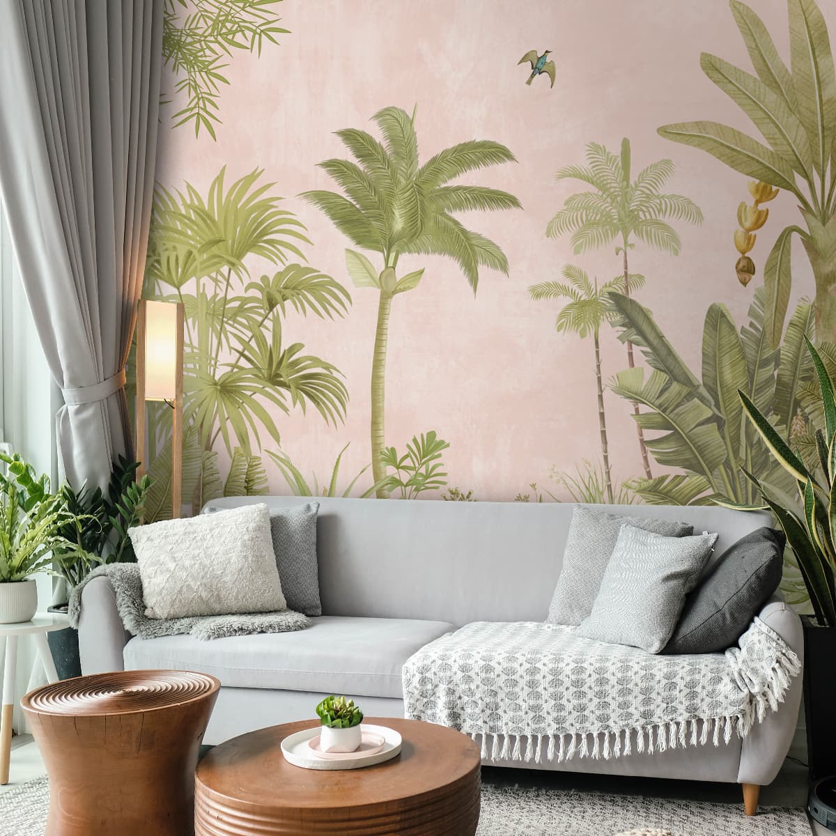 A Jungle Village, Nature Theme Wallpaper, Customised - Marble Lotus - A Jungle Village, Nature Theme Wallpaper, Customised