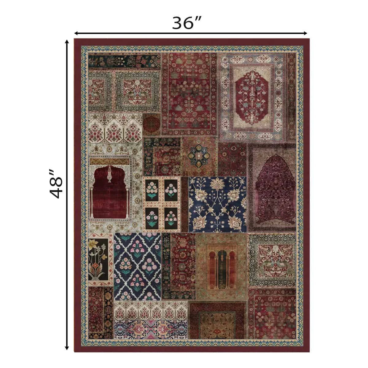 Aalishan Exquisite Indian Carpet Vintage Indian Painting Wall Art Digital Frameless Poster 36 x 48 - Marble Lotus - Aalishan Exquisite Indian Carpet Vintage Indian Painting Wall Art Digital Print Poster 36 x 48 inches Wall Art for Living Room Decor Wall Art