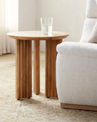 Agnes Natural Brown Wood Table - Marble Lotus - Agnes Natural Brown Wood Table | Round Side Table | Wooden End Table