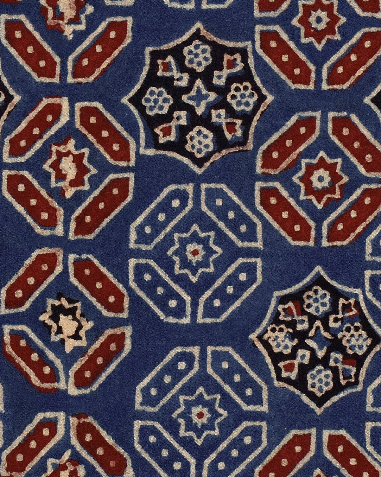 AJRAK Blue - Marble Lotus - Ajrak Blue Decor Wallpapers