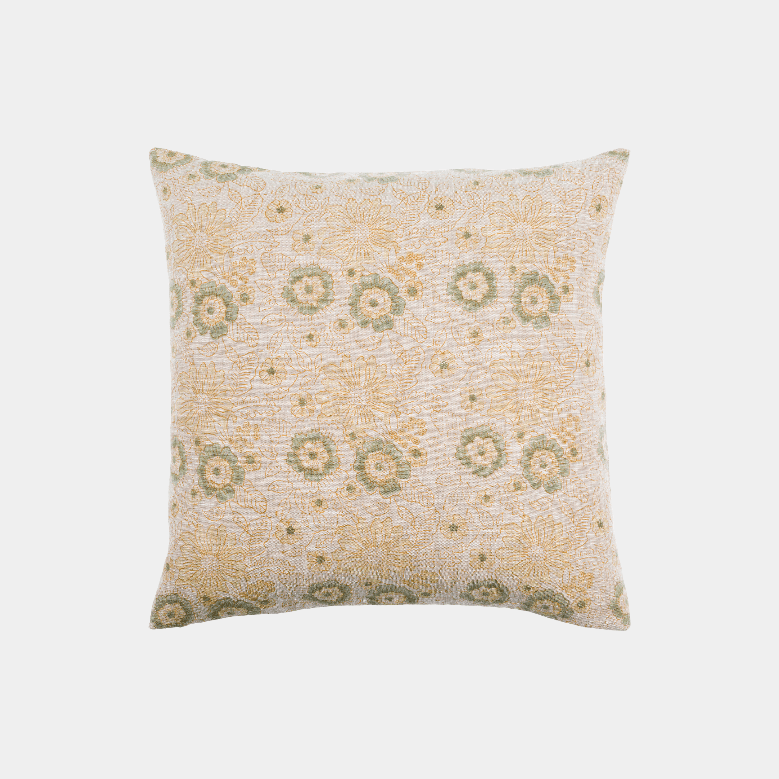 Amber Floral Woven Pillow - Marble Lotus - Yellow Floral Woven Pillow