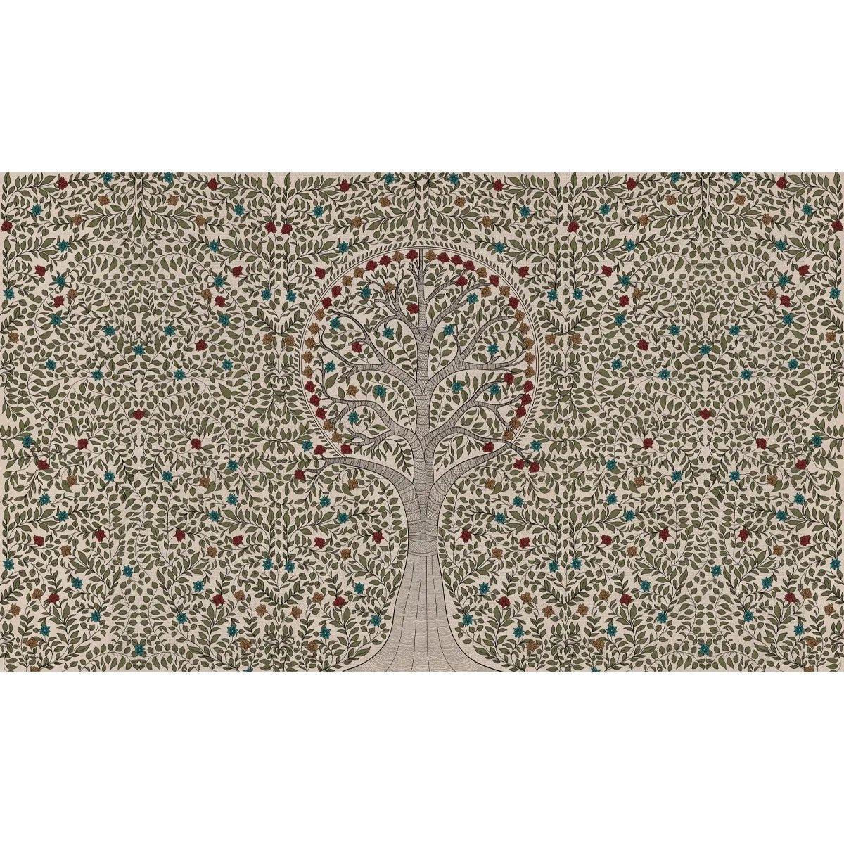 Anant Madhubani Design Customised Wallpaper Mural - Marble Lotus - Anant Madhubani Design Wallpaper Customised Buy Now