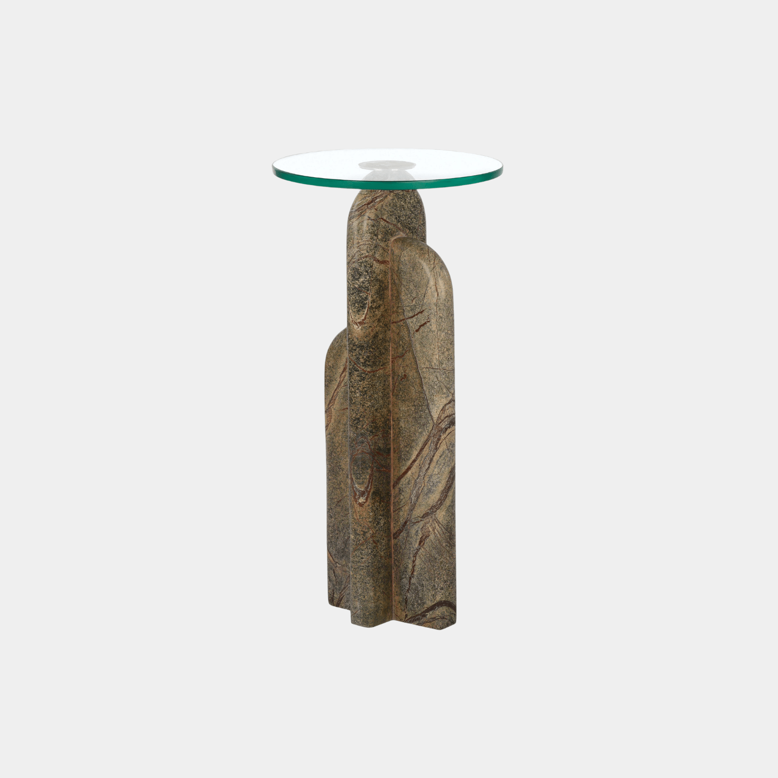 Archway Drink Table - Green - Marble Lotus - Natural Polished Green Archway Drink Table