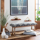 Artisan Blue Upholstered Bench - Marble Lotus - Buy Comfortable Artisan Blue Upholstered Bench