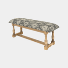 Artisan Blue Upholstered Bench - Marble Lotus - Blue Upholstered Bench