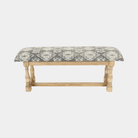 Artisan Blue Upholstered Bench - Marble Lotus - Add class and comfort to your space with the Artisan Blue Upholstered Bench