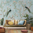 Bagiya, Peacock Chinoiserie Wallpaper, Customised - Marble Lotus - Bagiya, Peacock Chinoiserie Wallpaper, Customised