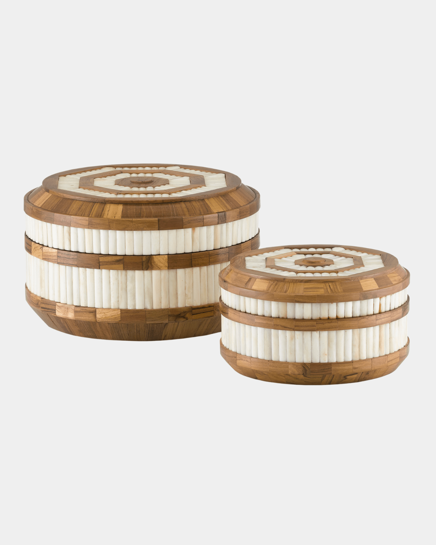 Banjhara Round Box Set of 2 - Marble Lotus - Unique Storage Banjhara Round Box Set of 2 | Marble Lotus