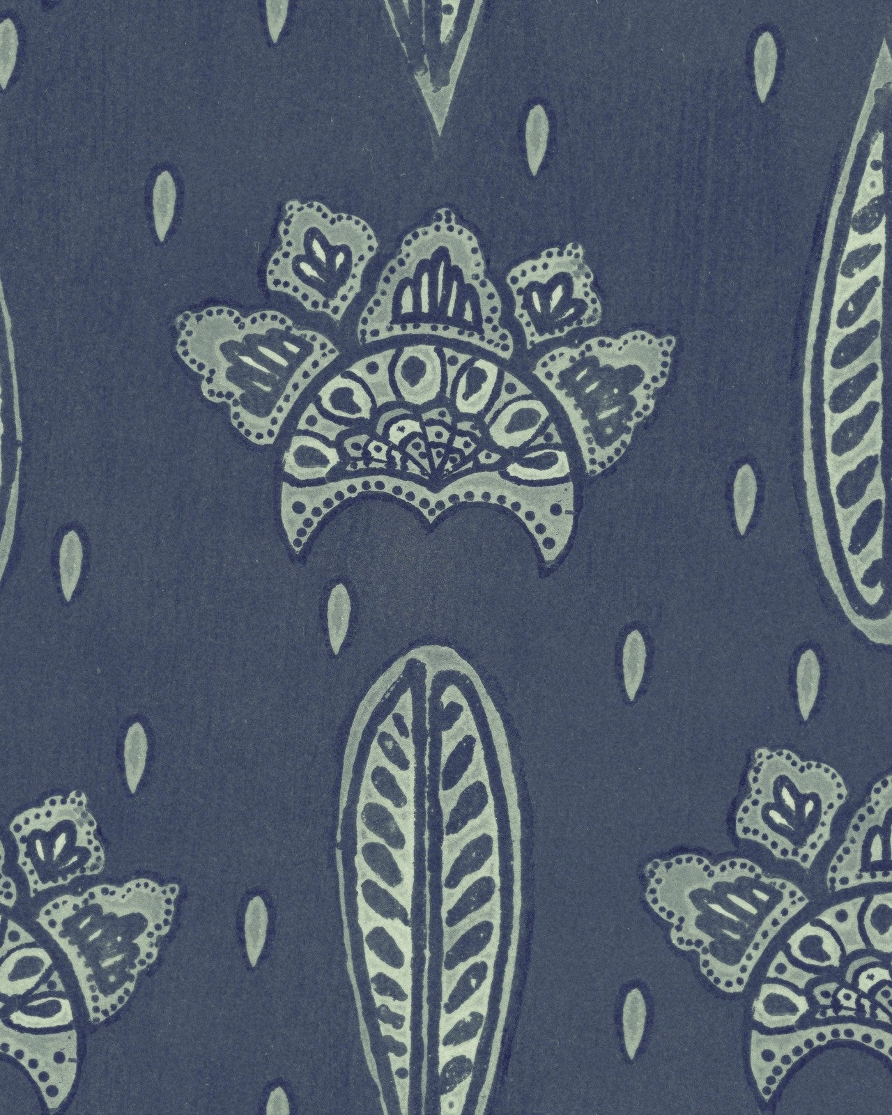 BETHEL BATIK Cobalt - Marble Lotus - Bold Bethel Batik Blue Wallpaper | Marble Lotus