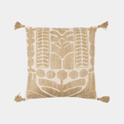 Brown Jute Embroidered Tassel Pillow - Marble Lotus - Get Brown Jute Embroidered Tassel Pillows