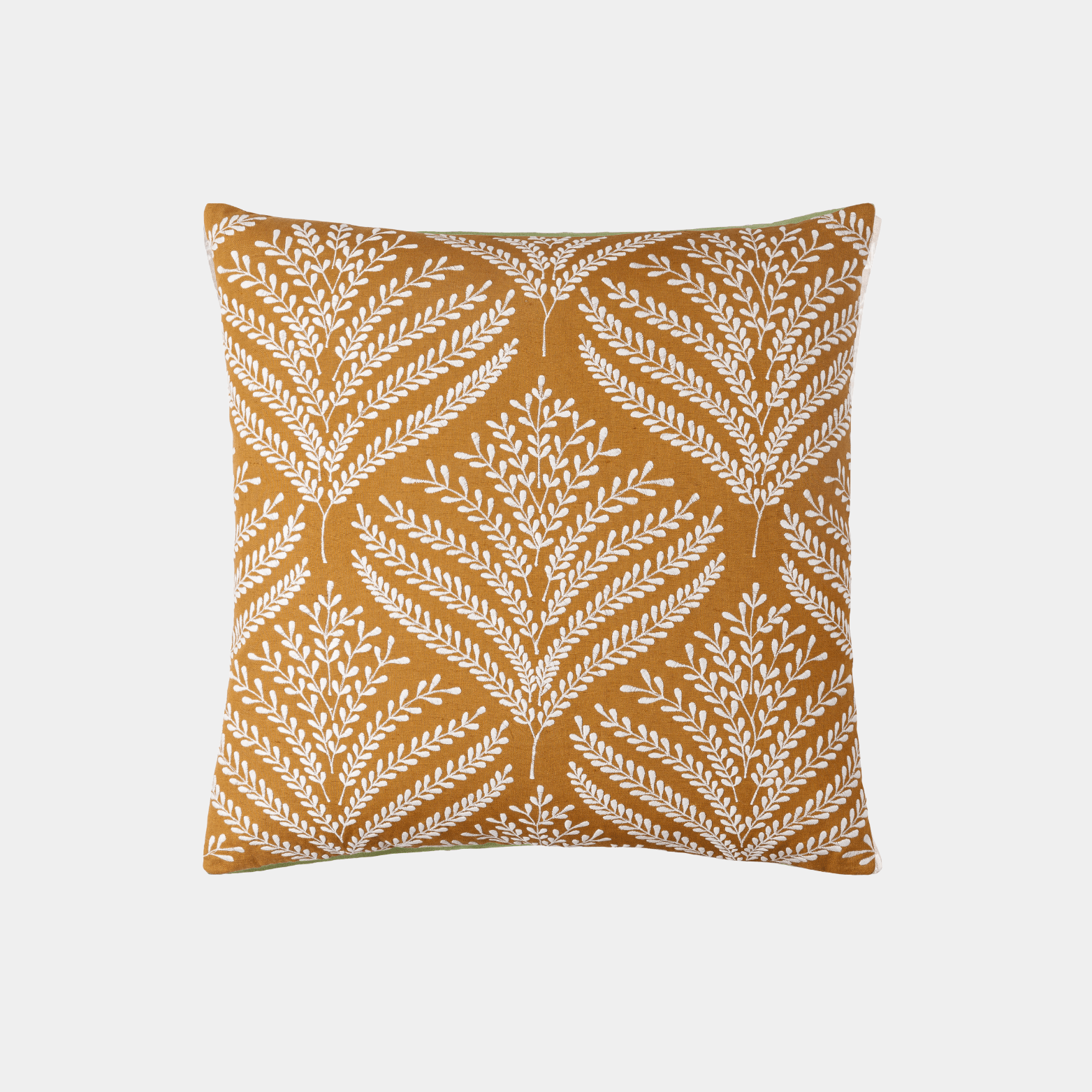 Camel Linen Embroidered Pillow - Marble Lotus - Camel Linen Embroidered Pillows