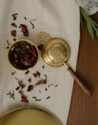 Chai Strainer with Wood Handle - Marble Lotus - Buy Brass Chai Strainer with Wood Handle from Marble Lotus