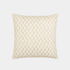 Cream Mustard Block Print Pillow - Marble Lotus - Cream Mustard Block Print Pillow