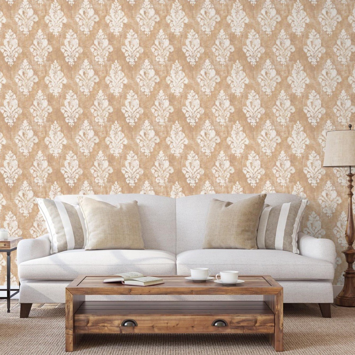 Damask Wallpaper - Marble Lotus - Purchase Dynamic Damask Wallpaper