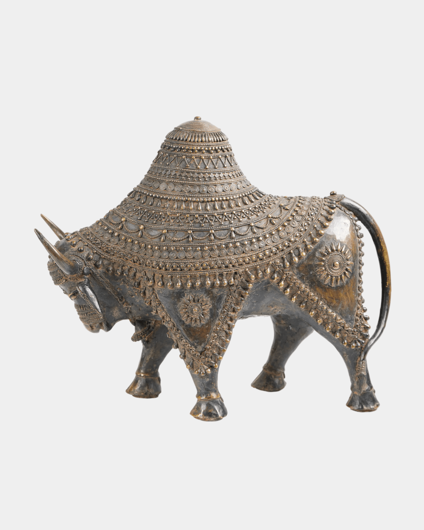 Dhokra Antique Bull Brass Statue - Marble Lotus - Dhokra Antique Bull Brass Statue