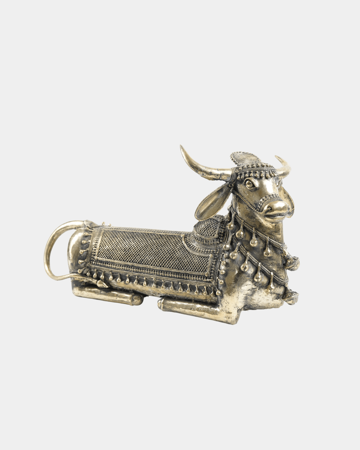 Dhokra Brass Bull Statue (Nandi) - Marble Lotus - Traditional Dhokra Brass Bull Statue Nandi