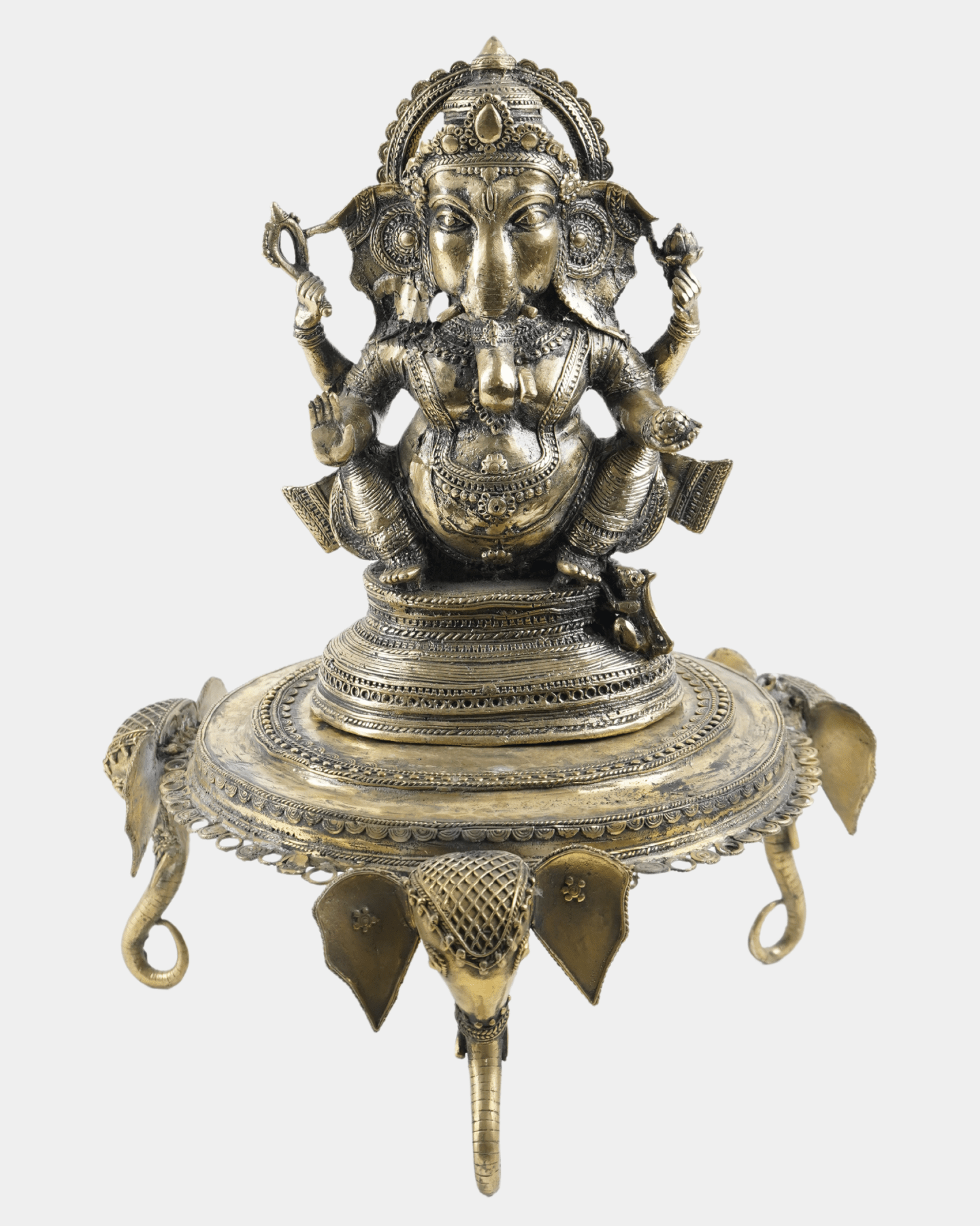 Dhokra Ganesh Brass Statue - Marble Lotus - Dhokra Ganesh Brass Statue 1