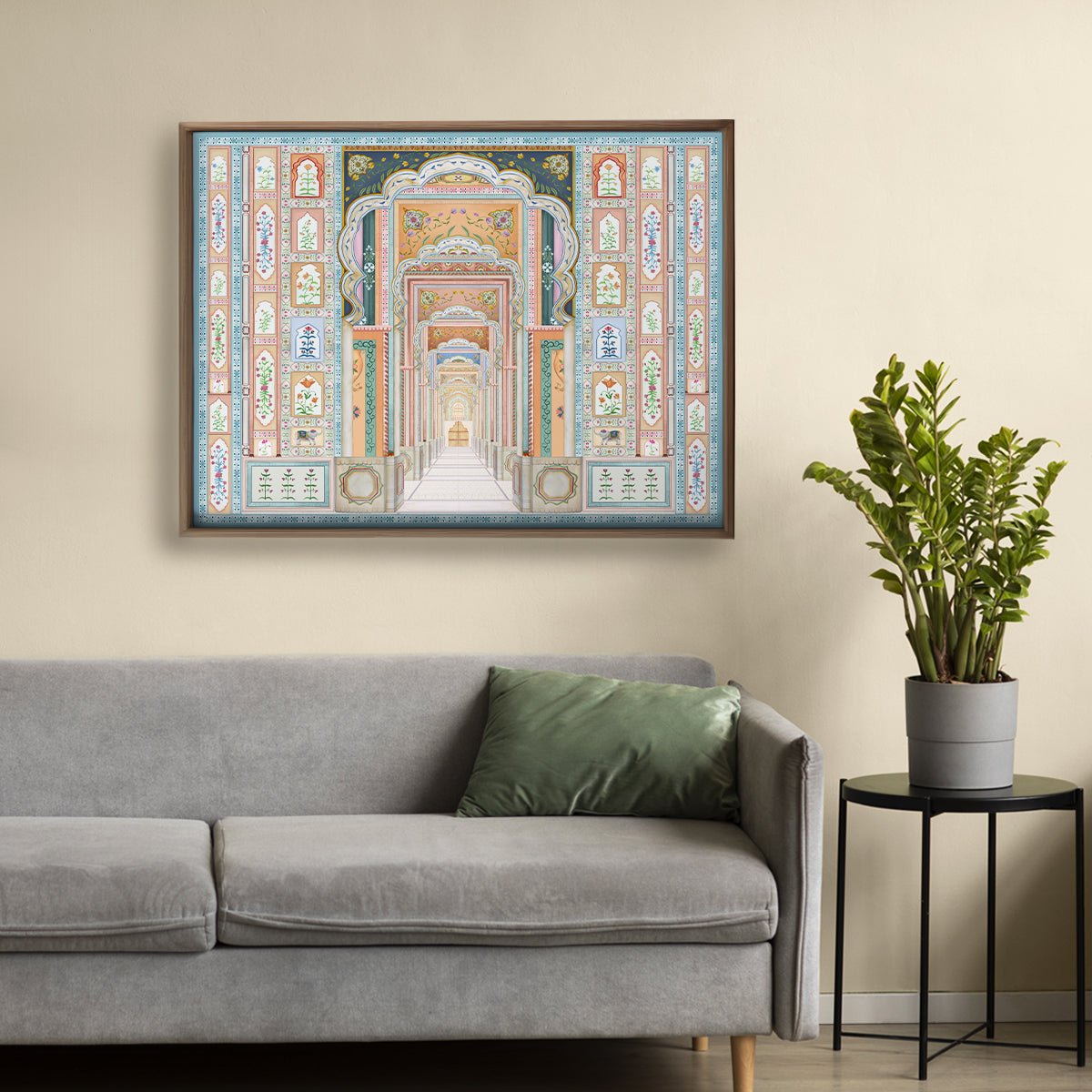 Dilli Darbar Indian Painting FramelessWall Art Digital Print Poster 36 x 48 inches - Marble Lotus - Dilli Darbar Indian Painting Wall Art Digital Print | Life n Colors