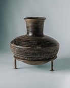 Extra Tall Raat Clay Pot - Marble Lotus - Purchase Clay Pot with Iron Stand - Rustic Decor