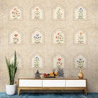 Floral Radiance Framed Jharokha Wallpaper for Rooms, Customised - Marble Lotus - Floral Radiance Framed Jharokha Wallpaper for Rooms, Customised