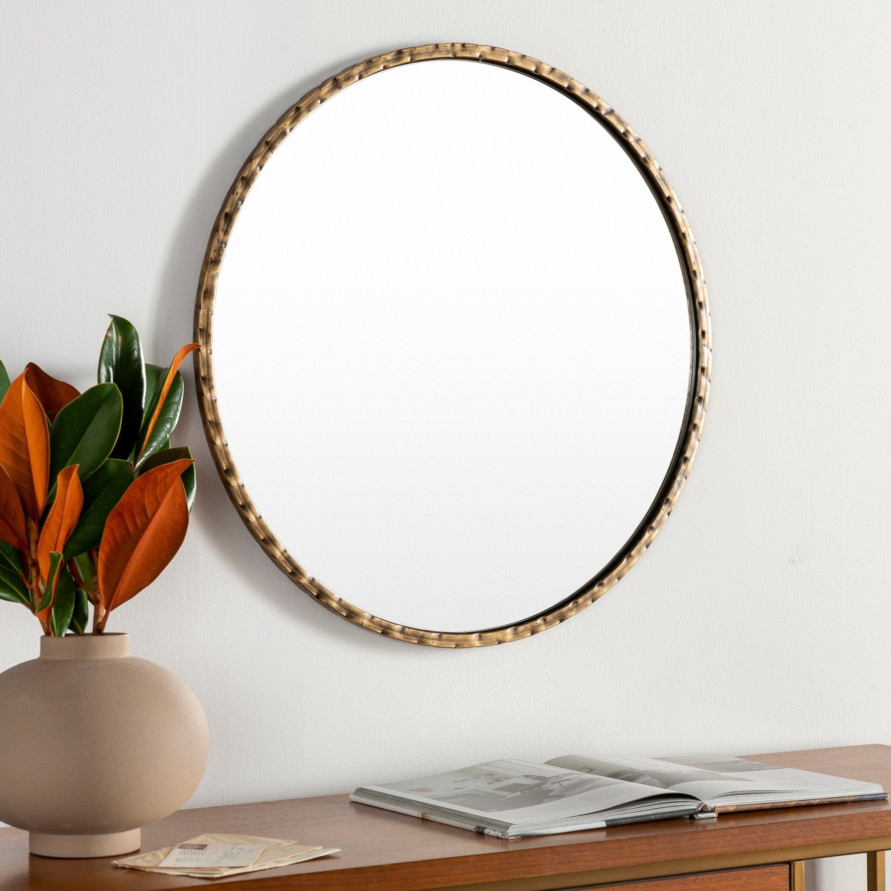 Gold Frame Round Mirror - Marble Lotus - Shop Gold Frame Round Mirror for Home Interiors