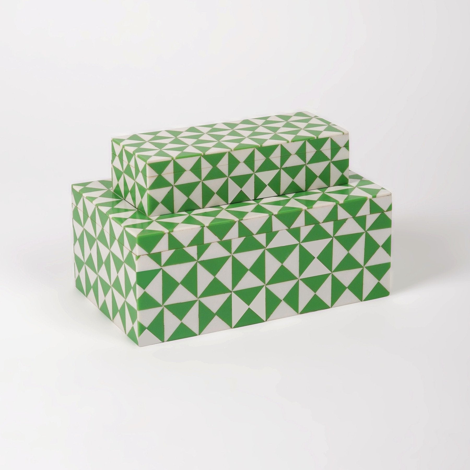 Green Wooden Box (Set of 2) - Marble Lotus - Order Saga Green Wooden Inlay Box Set of 2