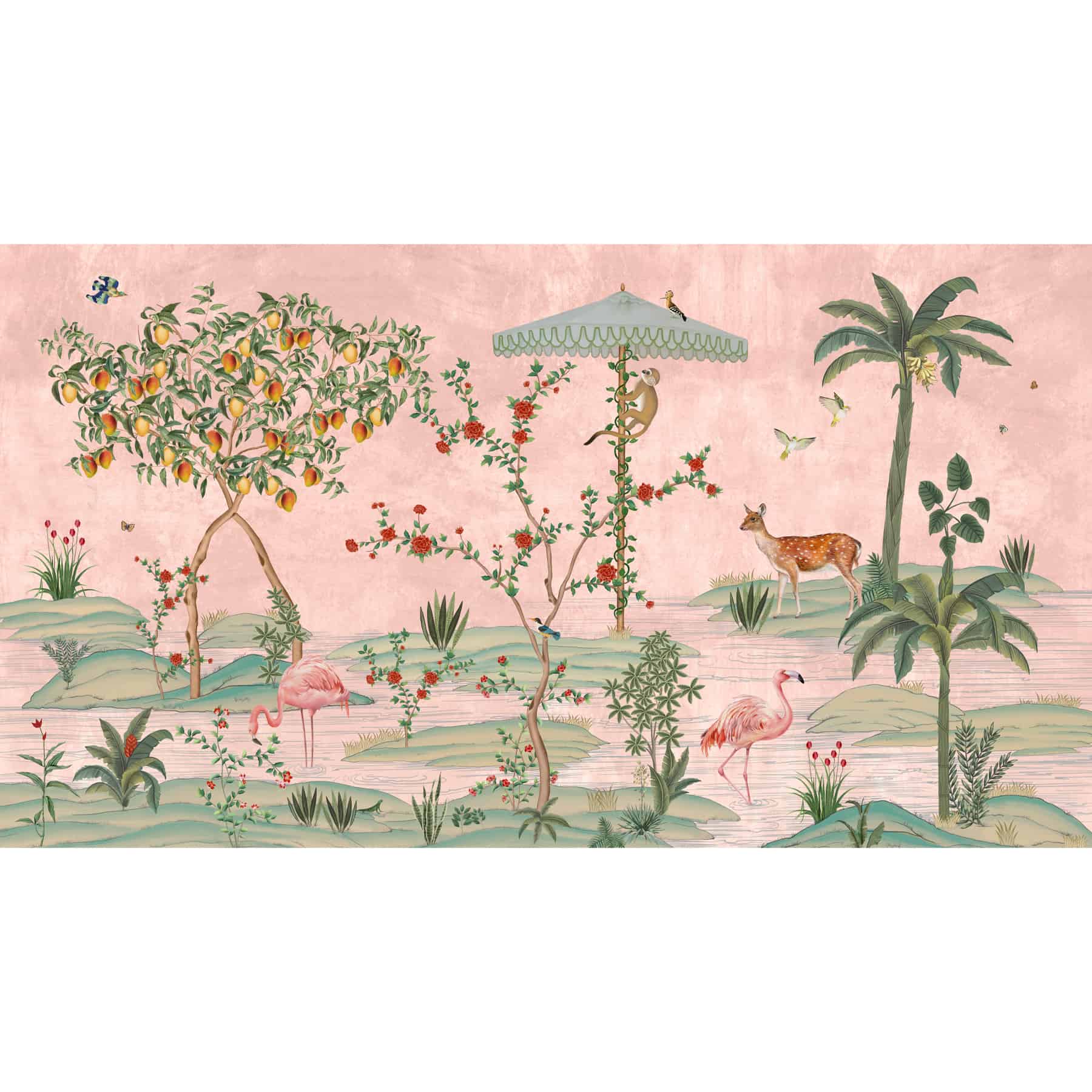 Gulbiya, Pink Chinoiserie Wallpaper, Sukoon Collection, Customised - Marble Lotus - Gulbiya, Pink Chinoiserie Wallpaper, Sukoon Collection, Customised