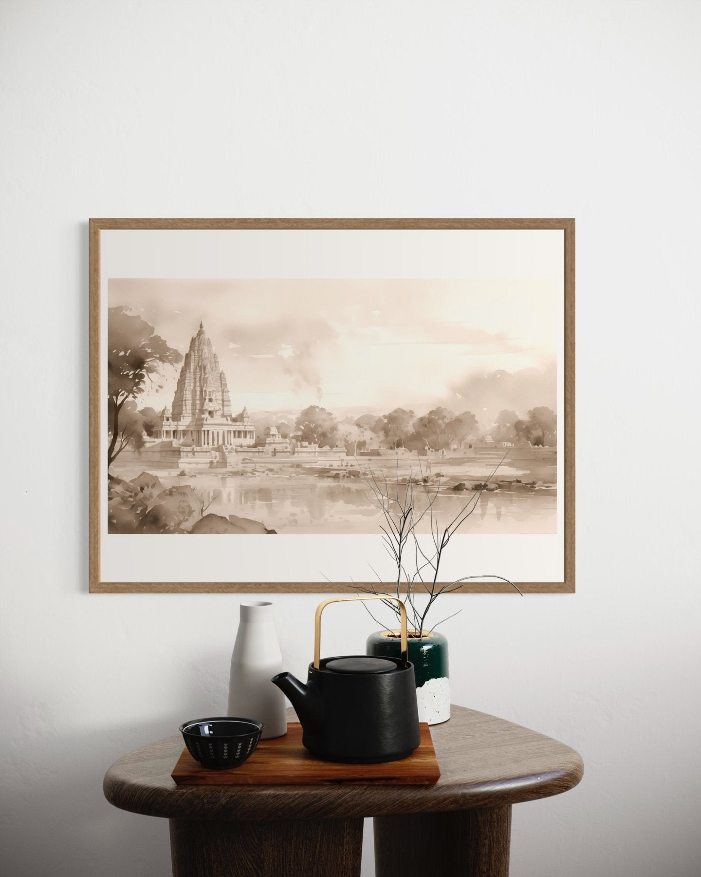 Hampi, Karnataka | Watercolor Fine Art Giclée Print - Marble Lotus - Order Karnataka Virupaksha Temple in Hampi Artwork from Marble Lotus