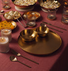 Heirloom Brass Dinner 4 Pcs Set - Marble Lotus - Heirloom Brass Dinner Set of 4.