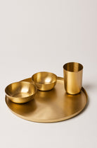 Heirloom Brass Dinner 4 Pcs Set - Marble Lotus - Heirloom Brass Dinner Set - Fleck