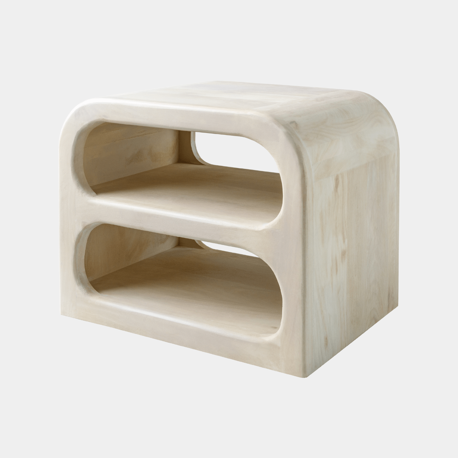 Ivory Mango Wood Side Table - Marble Lotus - Ivory Mango Wood Side Table