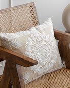 Ivory Suzani Pillow Cover Fauna 16x20" - Marble Lotus - White Suzani Pillow Cover (16x20). Buy now