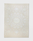 Ivory Suzani Tapestry Throw 60x90" - Marble Lotus - Suzani Throw | Ivory Tapestry Throw