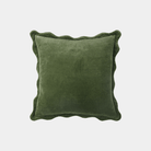 Ivy Green Cotton Scallop Edge Pillow - Marble Lotus - Green Cotton Scallop Edge Pillow.