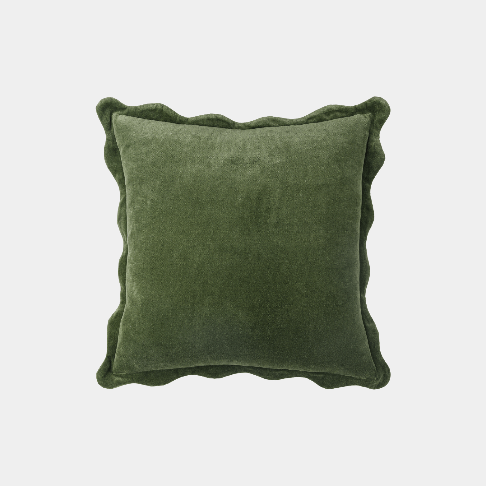 Ivy Green Cotton Scallop Edge Pillow - Marble Lotus - Green Cotton Scallop Edge Pillow.